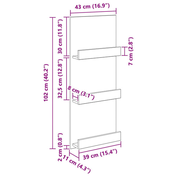 Weißes Magazinregal mit Fach, 102 cm hoch