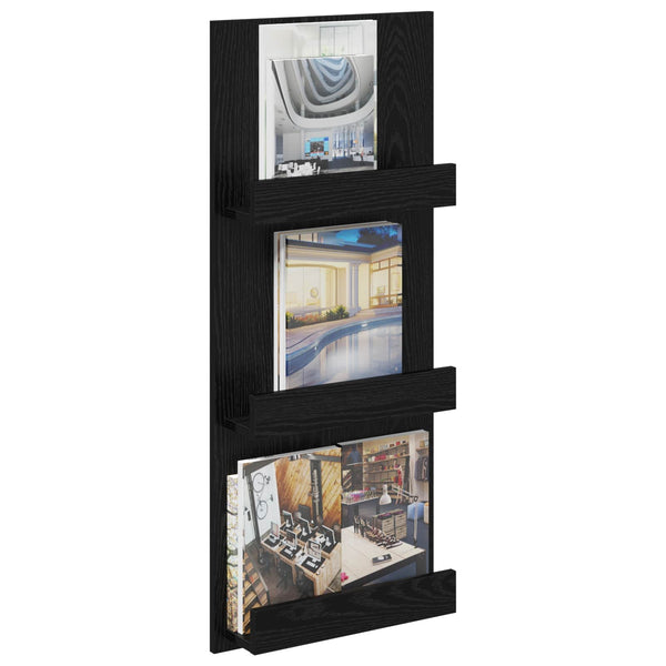 Magazinregal Schwarz Eichen-Optik
