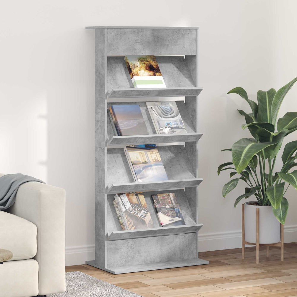 Magazinregal Beton Grau - Modernes Zeitschriftenregal aus Holzwerkstoff