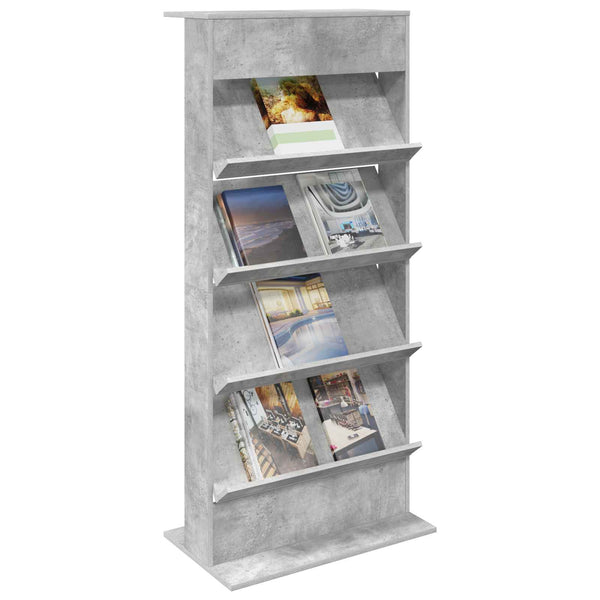 Magazinregal Beton Grau - Modernes Zeitschriftenregal aus Holzwerkstoff