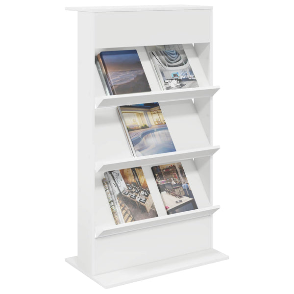 Weißes Magazinregal mit Ablagen