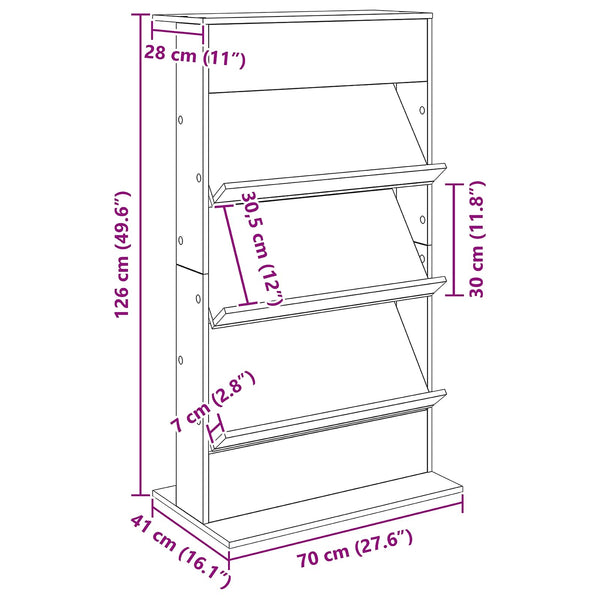 Magazinregal Sonoma-Eiche 70x41x126cm