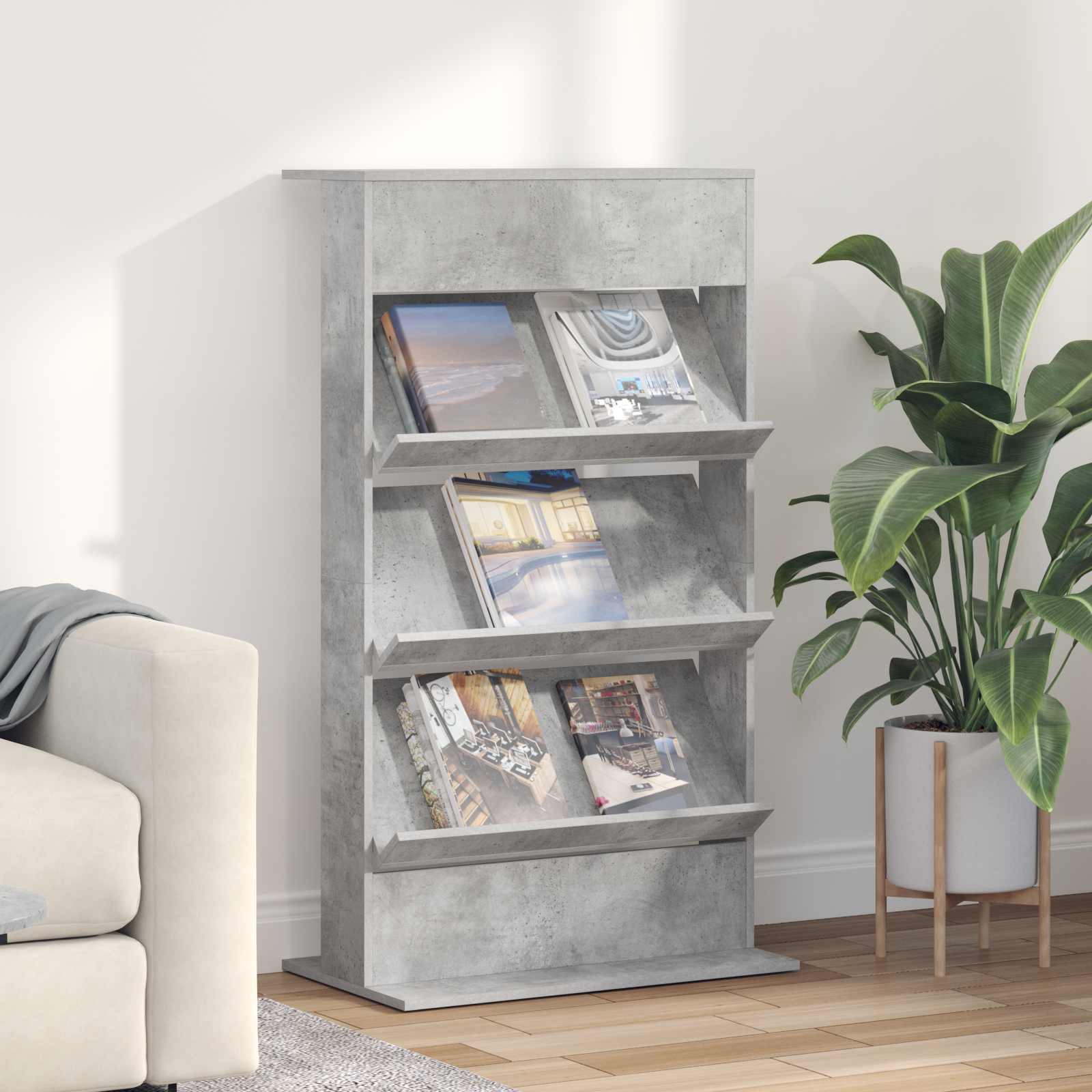 vidaXL Étagère de rangement en béton gris 70 x 41 x 126 cm en bois d'ingénierie
