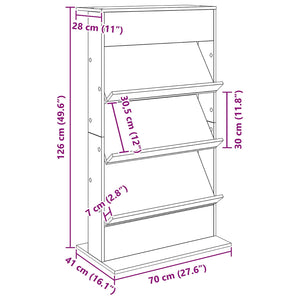 Magazinregal Geräucherte Eiche 70x41x126 cm