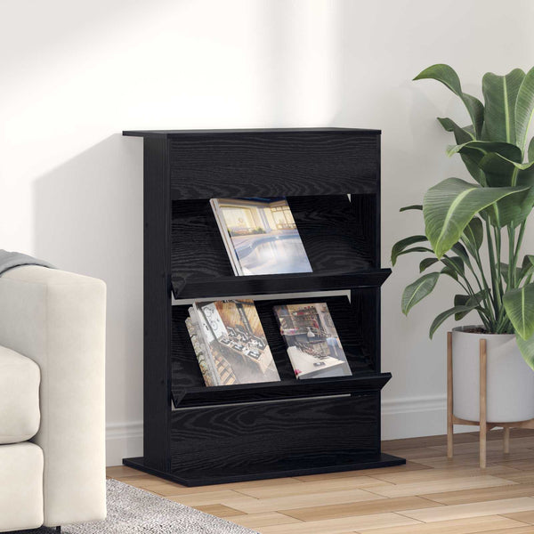 Magazinregal Schwarz Eiche 70x41x96cm