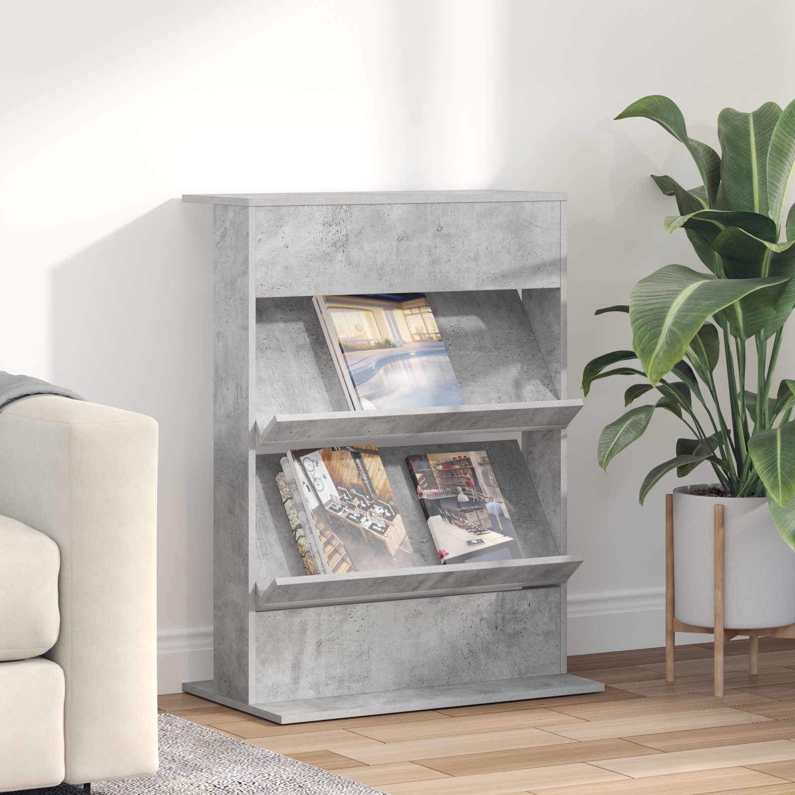Magazinregal Beton Grau 70x41x96 cm