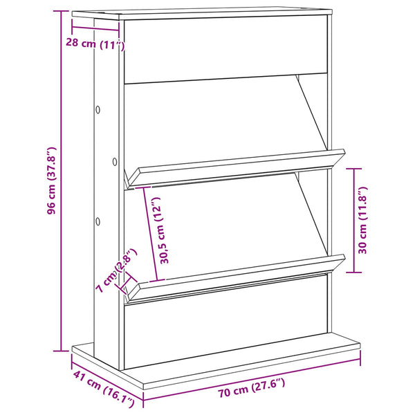 Zeitschriftenregal Altholz 70x41x96 cm