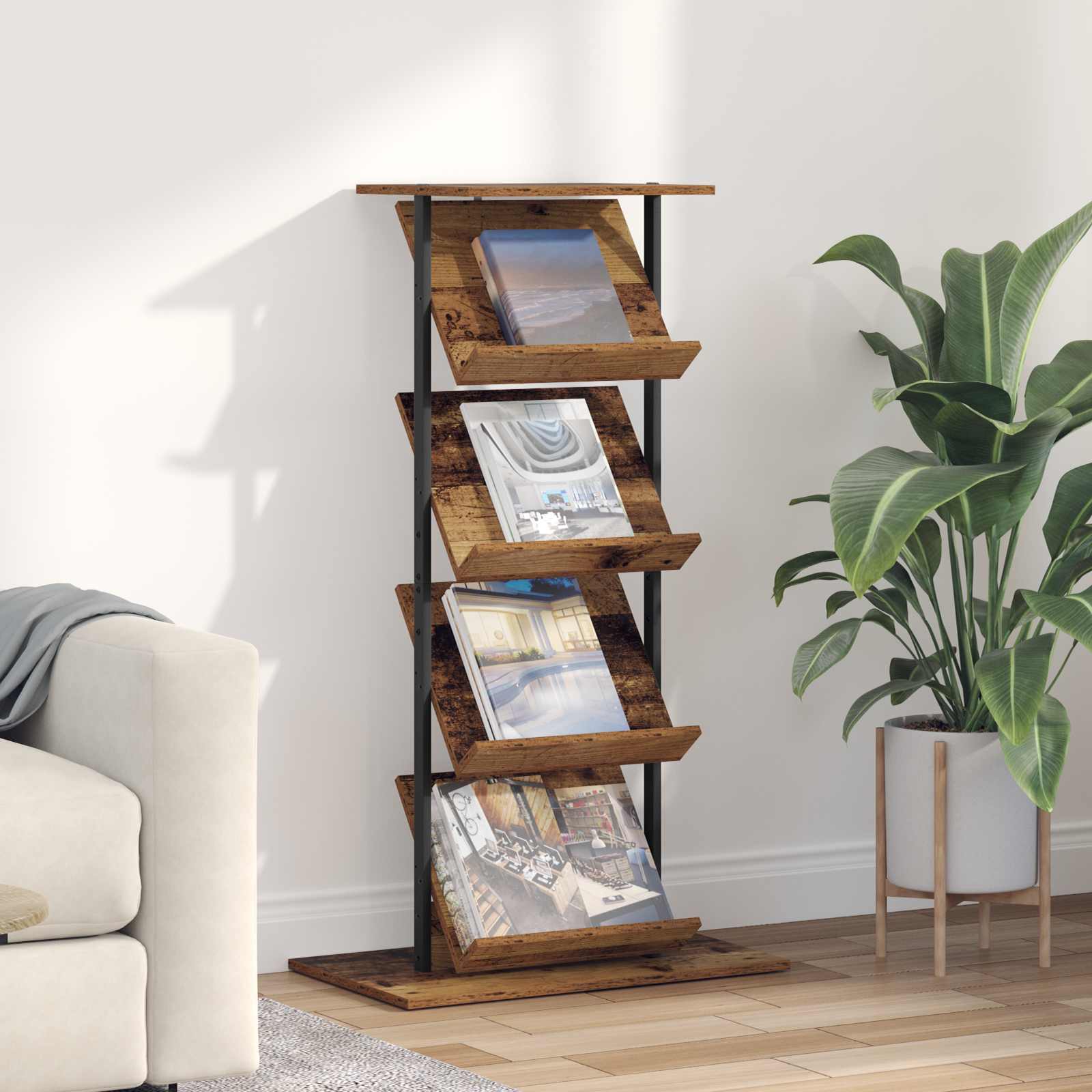 Zeitschriftenregal Altholz 68x40x123.5 cm
