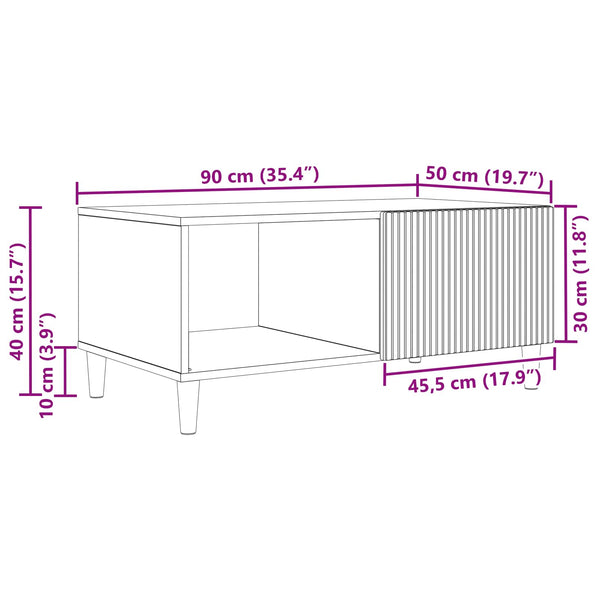 vidaXL Table basse chêne Sonoma 90 x 50 x 40 cm Bois d'ingénierie