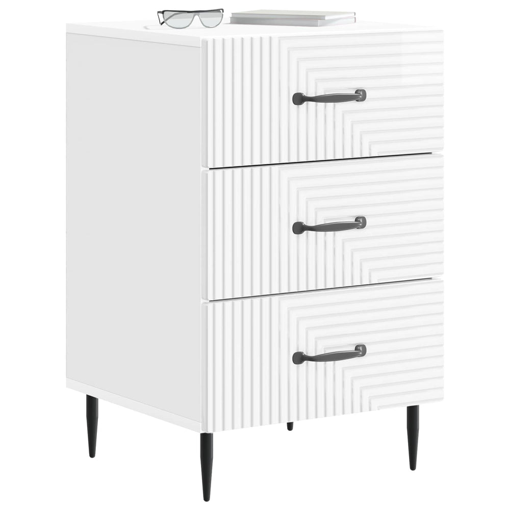 vidaXL High Gloss White Bedside Cabinet 43 x 41 x 66.5 cm Engineered Wood