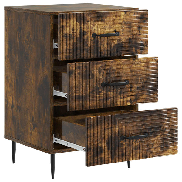 vidaXL Table de chevet Chêne fumé 43 x 41 x 66,5 cm Bois d'ingénierie