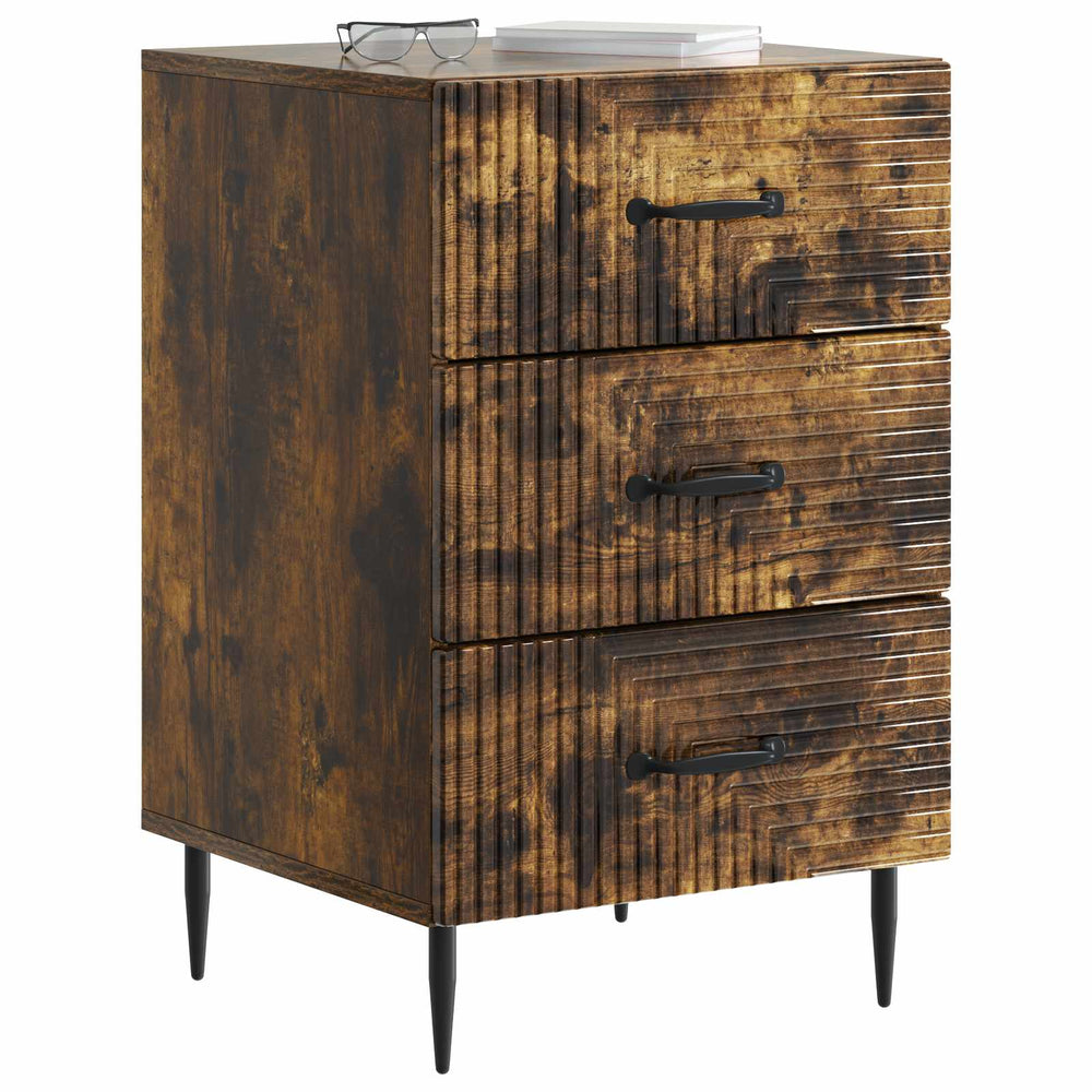 vidaXL Nightstand Smoked Oak 43 x 41 x 66.5 cm Engineered Wood