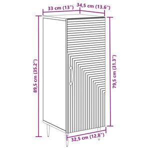 vidaXL Buffet chêne artisan 33 x 34,5 x 89,5 cm bois d'ingénierie