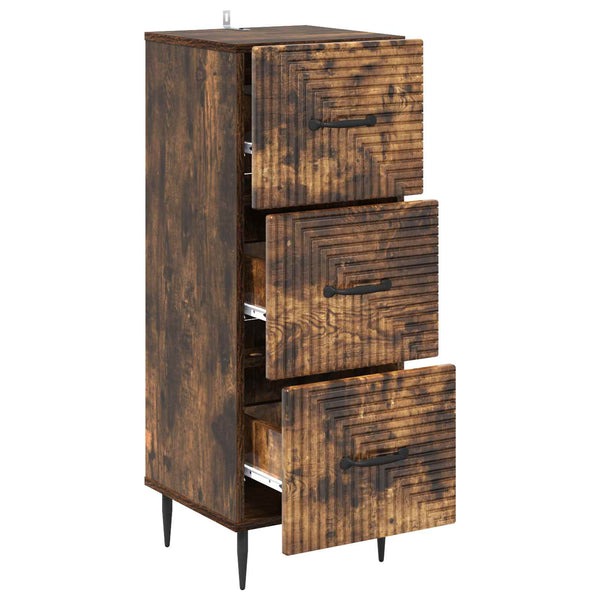 vidaXL Meuble à tiroirs Chêne fumé 33 x 34,5 x 89,5 cm