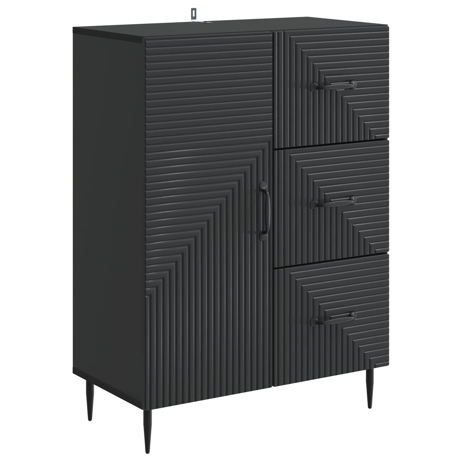 vidaXL Buffet noir 66 x 34,5 x 89,5 cm Bois d'ingénierie