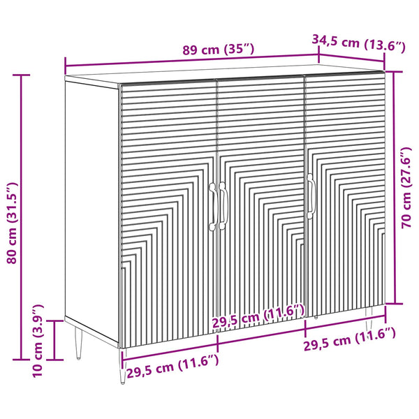 Schwarzes Sideboard 89 cm