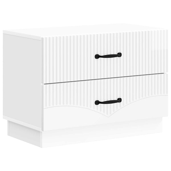 Nachttisch Weiß Hochglanz 62cm