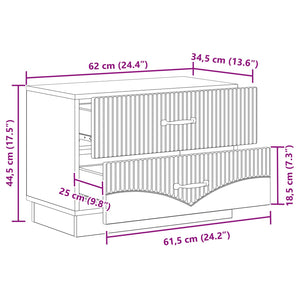 vidaXL Table de chevet chêne artisan 62 x 34,5 x 44,5 cm bois d'ingénierie