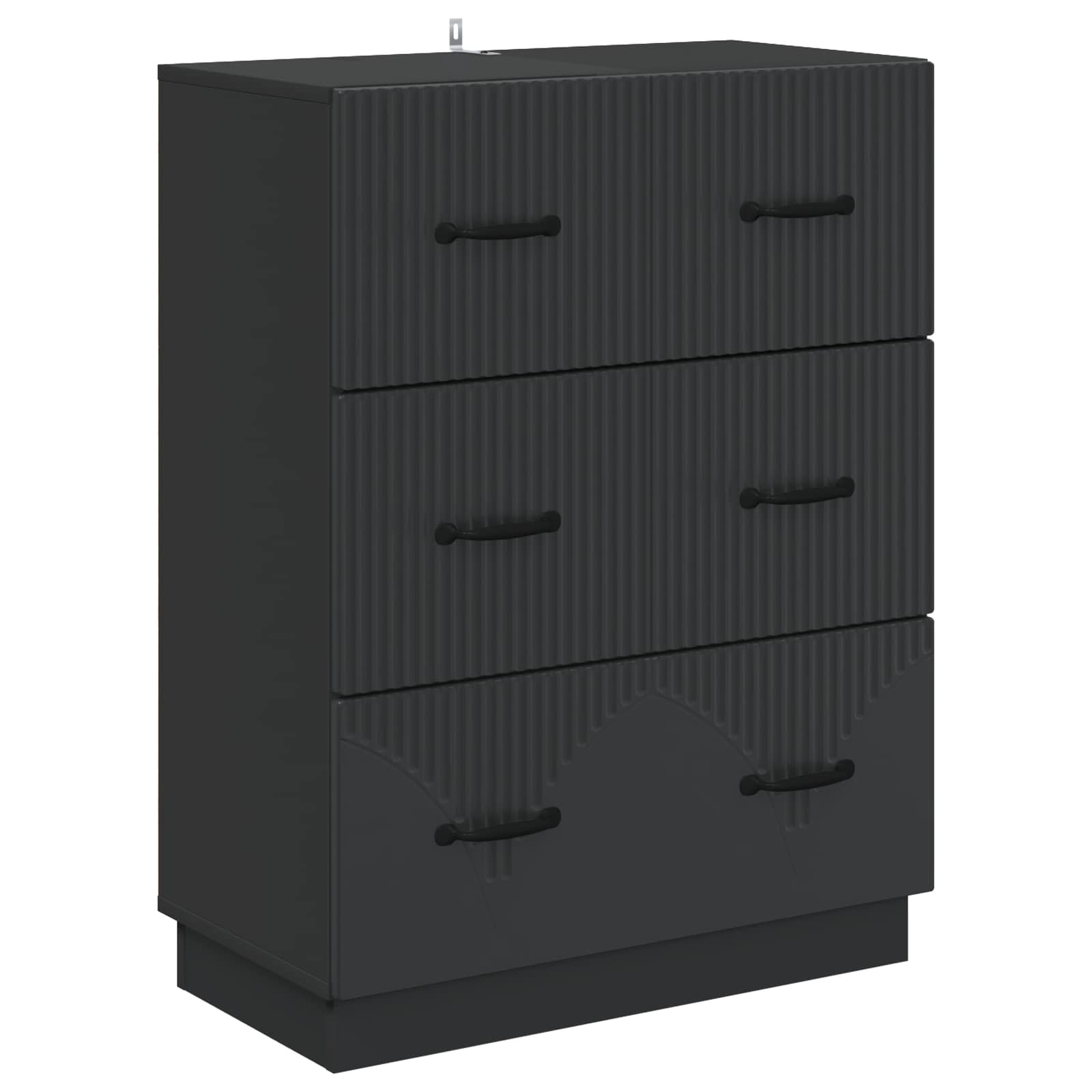Schwarzer Schubladenschrank Holzwerkstoff