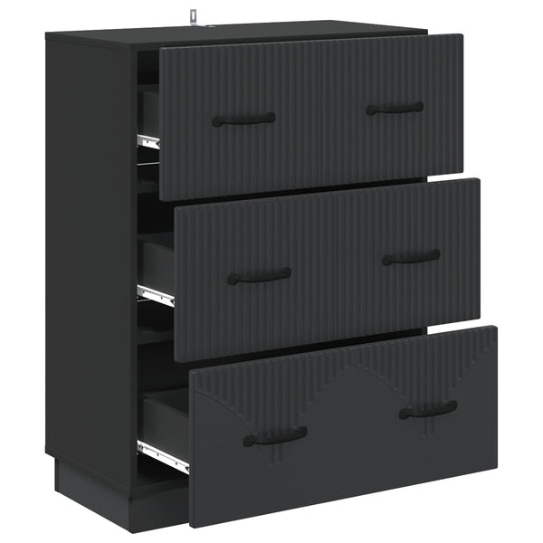Schwarzer Schubladenschrank Holzwerkstoff