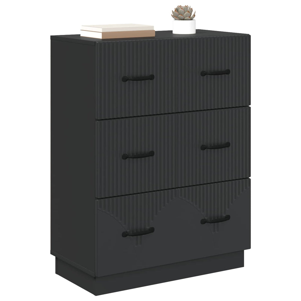 Schwarzer Schubladenschrank Holzwerkstoff