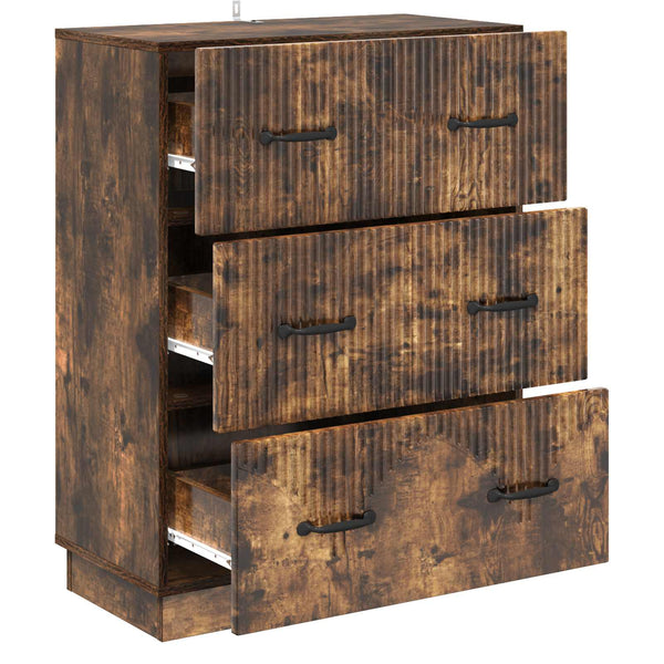 vidaXL Armoire à tiroirs Chêne fumé 66 x 34,5 x 87 cm