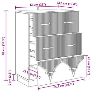 Grauer Schubladenschrank Sonoma, 66 cm