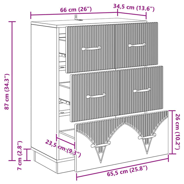 Grauer Schubladenschrank Sonoma, 66 cm