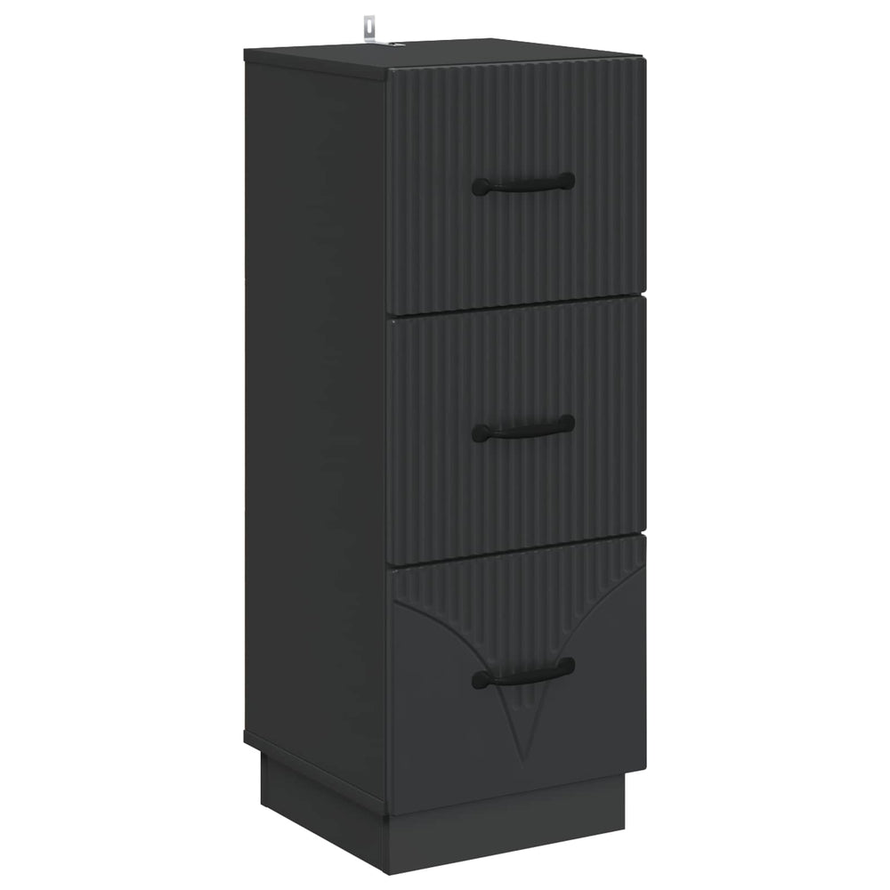 Schwarzer Schubladenschrank Holzwerkstoff