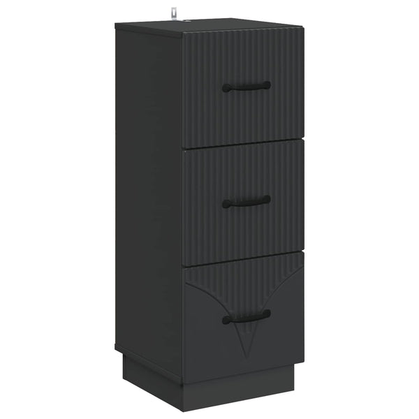 vidaXL Drawer Cabinet Black 33 x 34.5 x 87 cm Engineered Wood
