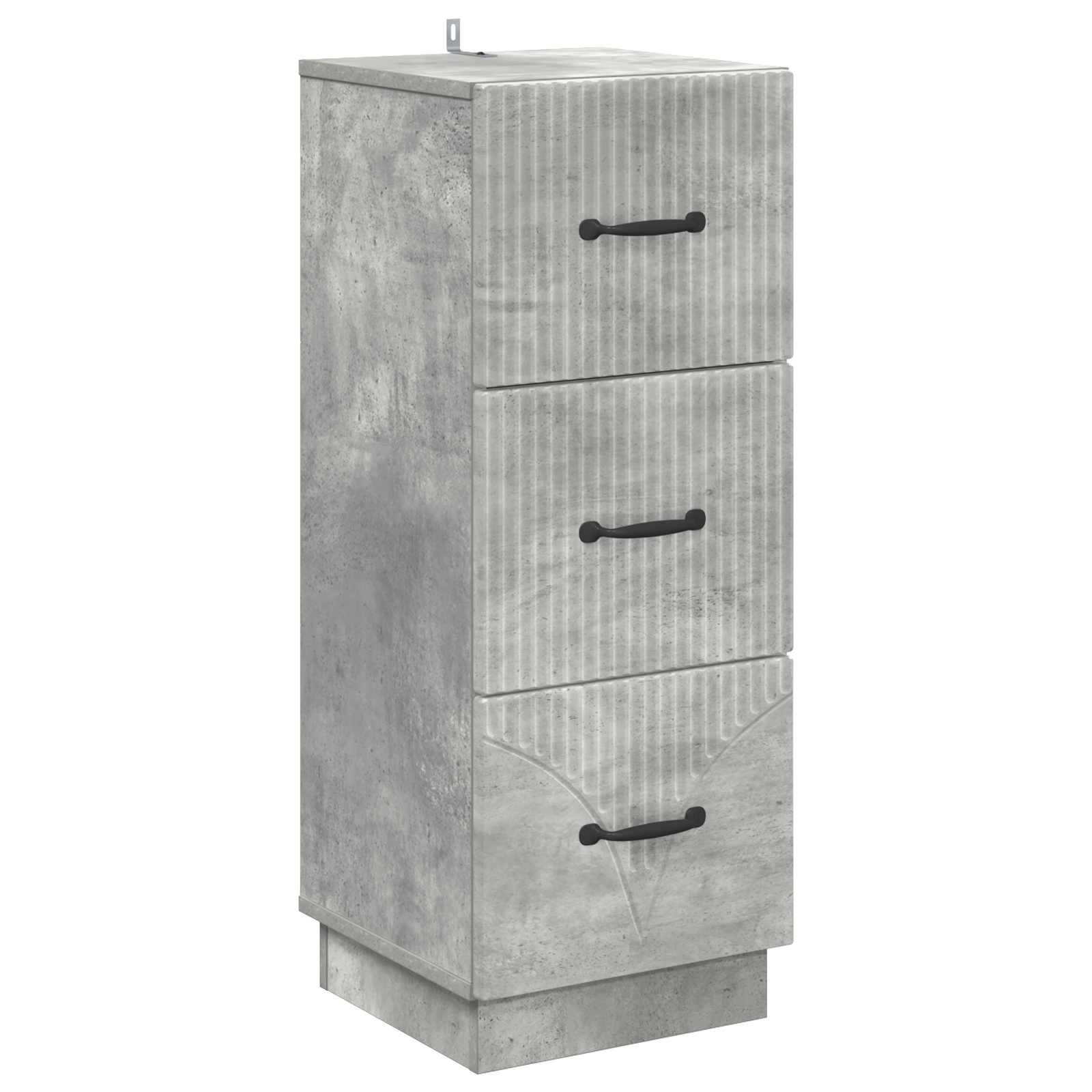 Betongrauer Schubladenschrank, 87 cm hoch