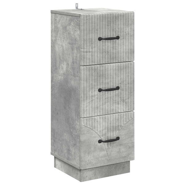 Betongrauer Schubladenschrank, 87 cm hoch