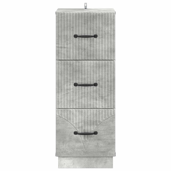 Betongrauer Schubladenschrank, 87 cm hoch