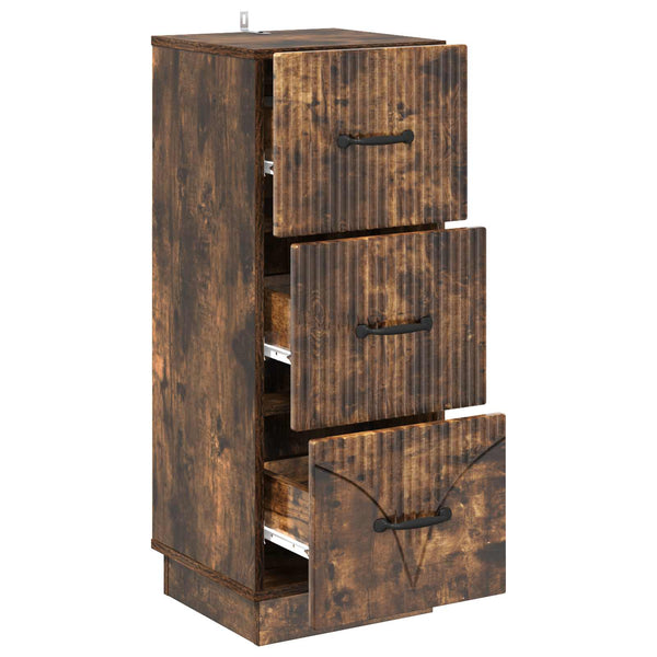 vidaXL Armoire à tiroirs Chêne fumé 33 x 34,5 x 87 cm