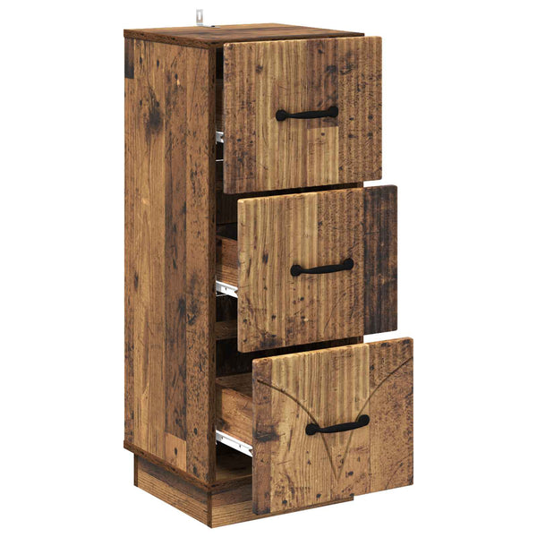 vidaXL Meuble de rangement à tiroirs en bois de récupération 33 x 34,5 x 87 cm en bois d'ingénierie