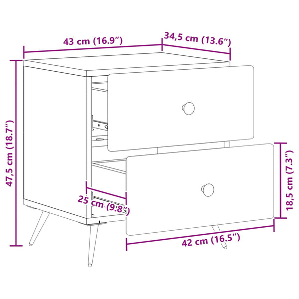 Nachttisch 2er Set Schwarz Holz