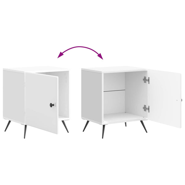vidaXL Table de chevet blanc brillant 43 x 34,5 x 50 cm Bois d'ingénierie