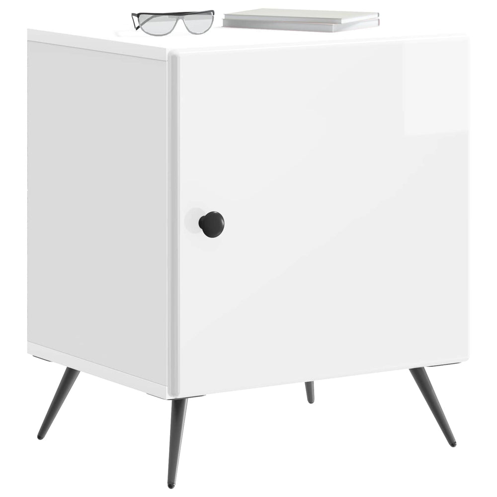vidaXL Nightstand High Gloss White 43 x 34.5 x 50 cm Engineered Wood