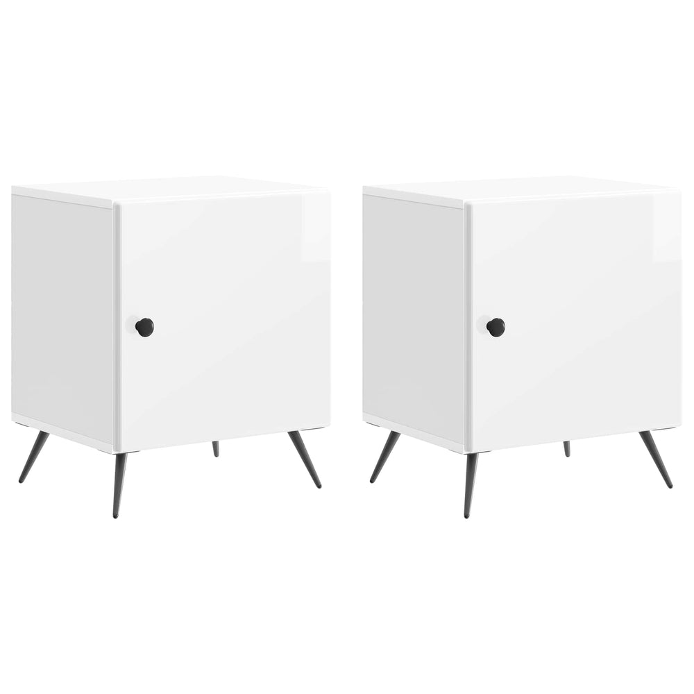 vidaXL Bedside Cabinet 2 pcs High Gloss White 43 x 34.5 x 50 cm Engineered Wood