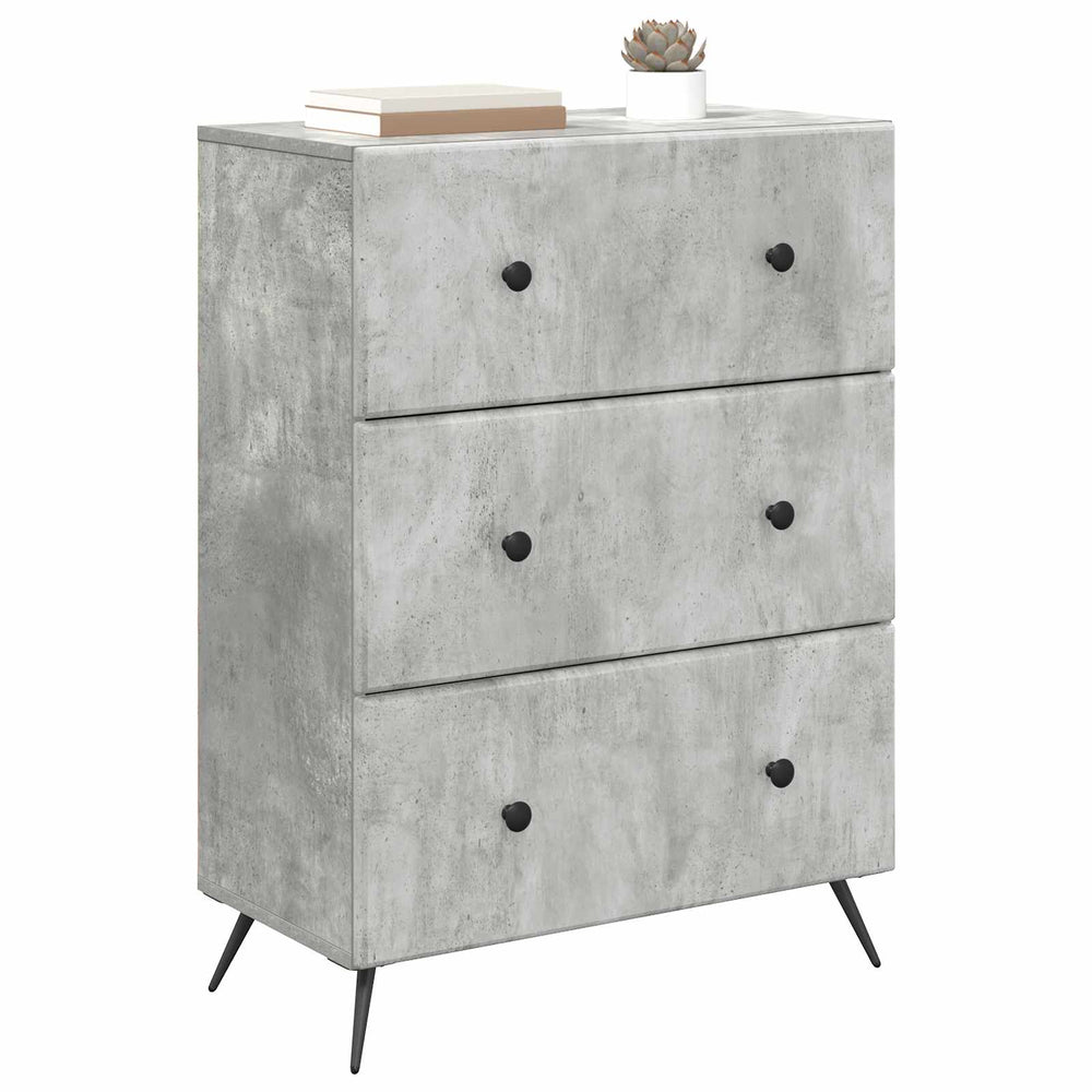 vidaXL Drawer Cabinet Concrete Grey 66 x 34.5 x 90 cm Engineered Wood