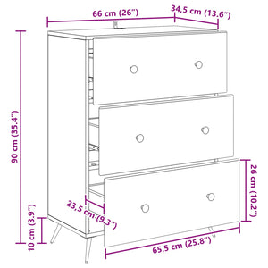 Betongrauer Schubladenschrank, 66 cm