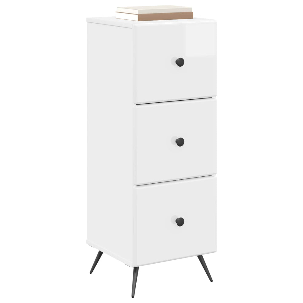 vidaXL High Gloss White Drawer Cabinet 33 x 34.5 x 90 cm