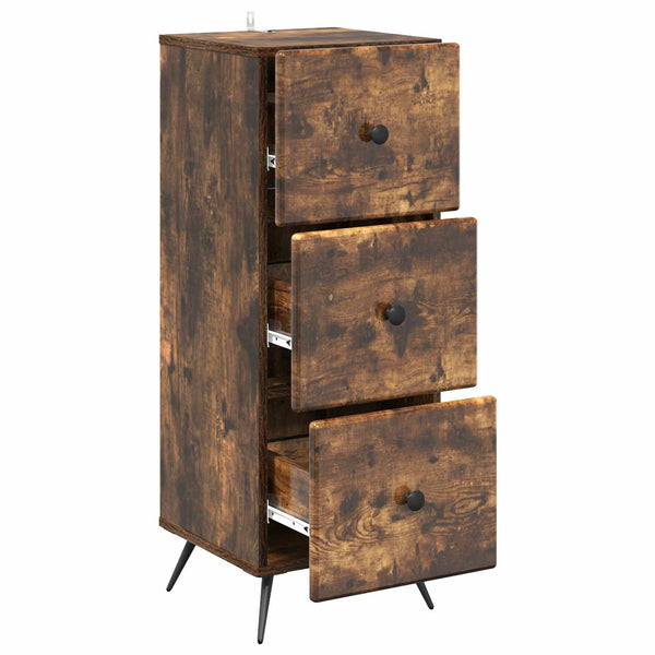 vidaXL Commode Chêne fumé 33 x 34,5 x 90 cm