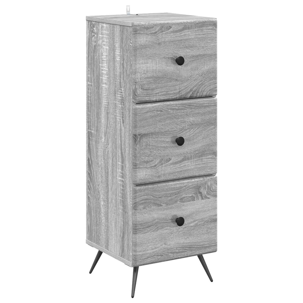 vidaXL Drawer Cabinet Gray Sonoma 33 x 34.5 x 90 cm Engineered Wood