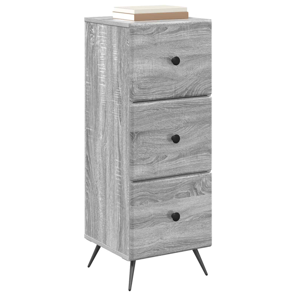 vidaXL Drawer Cabinet Gray Sonoma 33 x 34.5 x 90 cm Engineered Wood