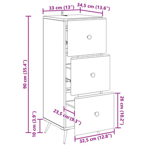 Schubladenschrank Grau Sonoma 90 cm