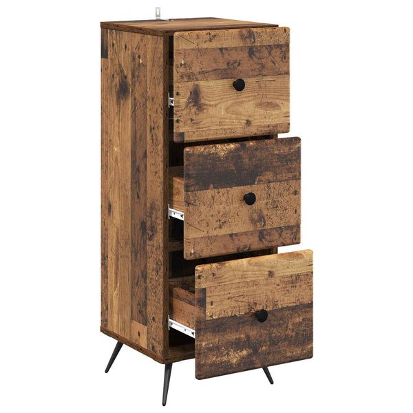 Schubladenschrank Altholz, 90 cm hoch