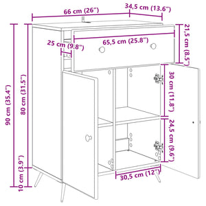 vidaXL Buffet Chêne fumé 66 x 34,5 x 90 cm Bois d'ingénierie