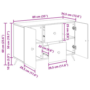 Sideboard Geräucherte Eiche 89x34,5x60cm