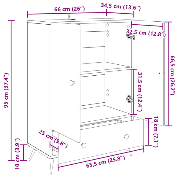 Betongraues Sideboard 66x34,5x95cm
